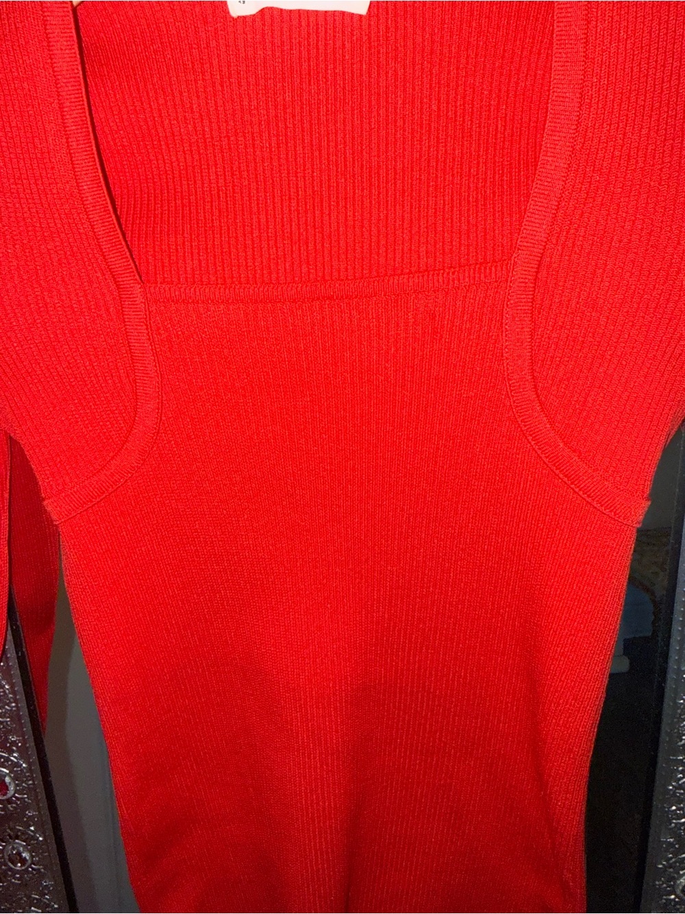 Mango Bright Red Ribbed Square-Neck Knit Top - Picture 4 of 5